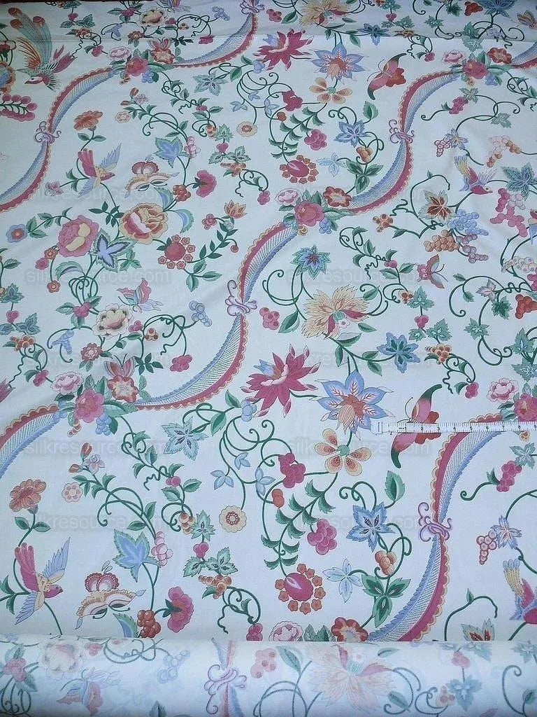 Bty Lee Jofa Oriental Dream Chinoisery Print Birds Grapes Lotus