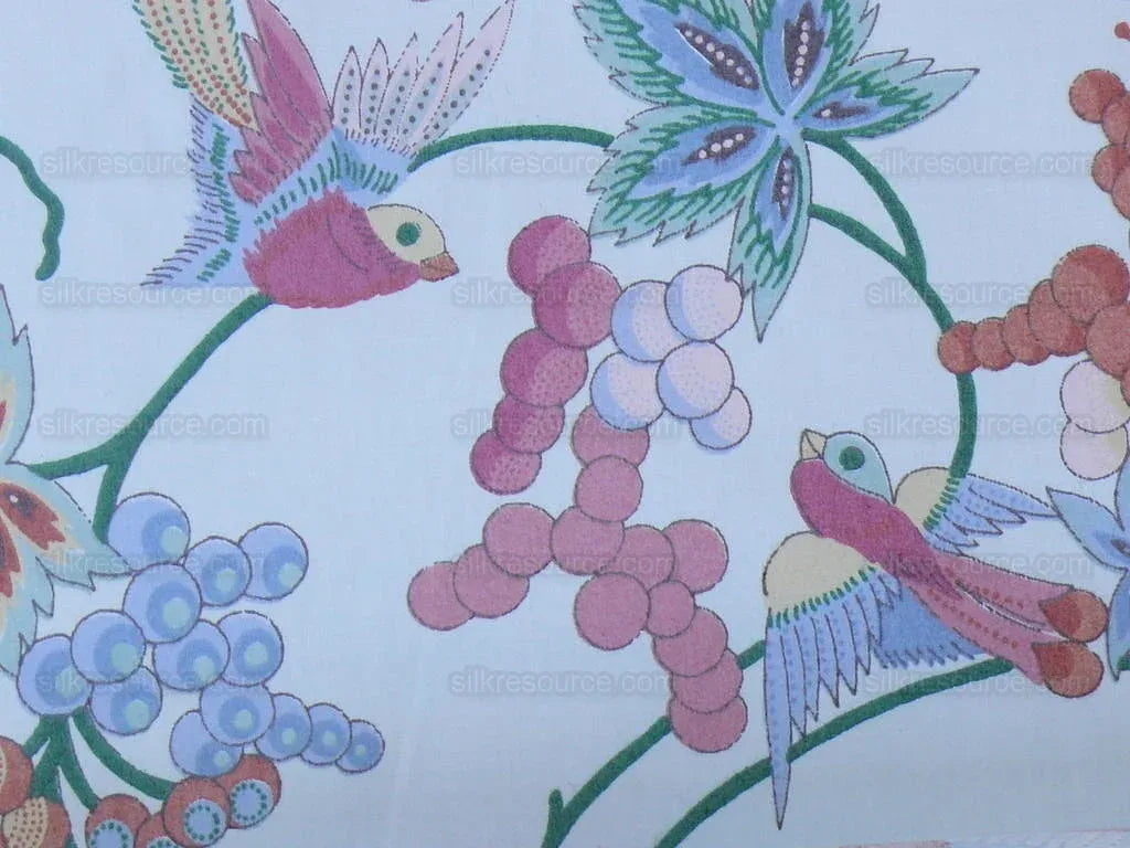 Bty Lee Jofa Oriental Dream Chinoisery Print Birds Grapes Lotus