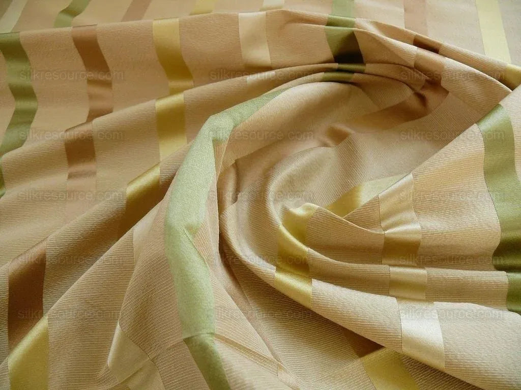 By Yard Kravet Mandalay Stripe Gem Linen &amp; Silk Green Gold Beige MSRP 200+/Y