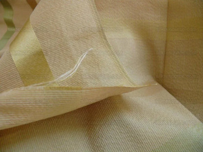 By Yard Kravet Mandalay Stripe Gem Linen &amp; Silk Green Gold Beige MSRP 200+/Y