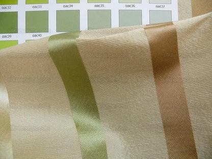 By Yard Kravet Mandalay Stripe Gem Linen &amp; Silk Green Gold Beige MSRP 200+/Y