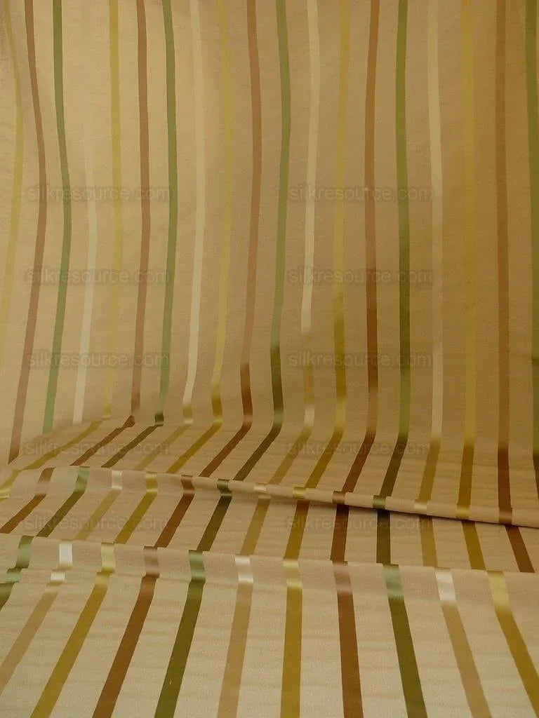 By Yard Kravet Mandalay Stripe Gem Linen &amp; Silk Green Gold Beige MSRP 200+/Y