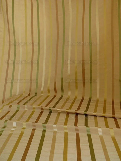 By Yard Kravet Mandalay Stripe Gem Linen &amp; Silk Green Gold Beige MSRP 200+/Y