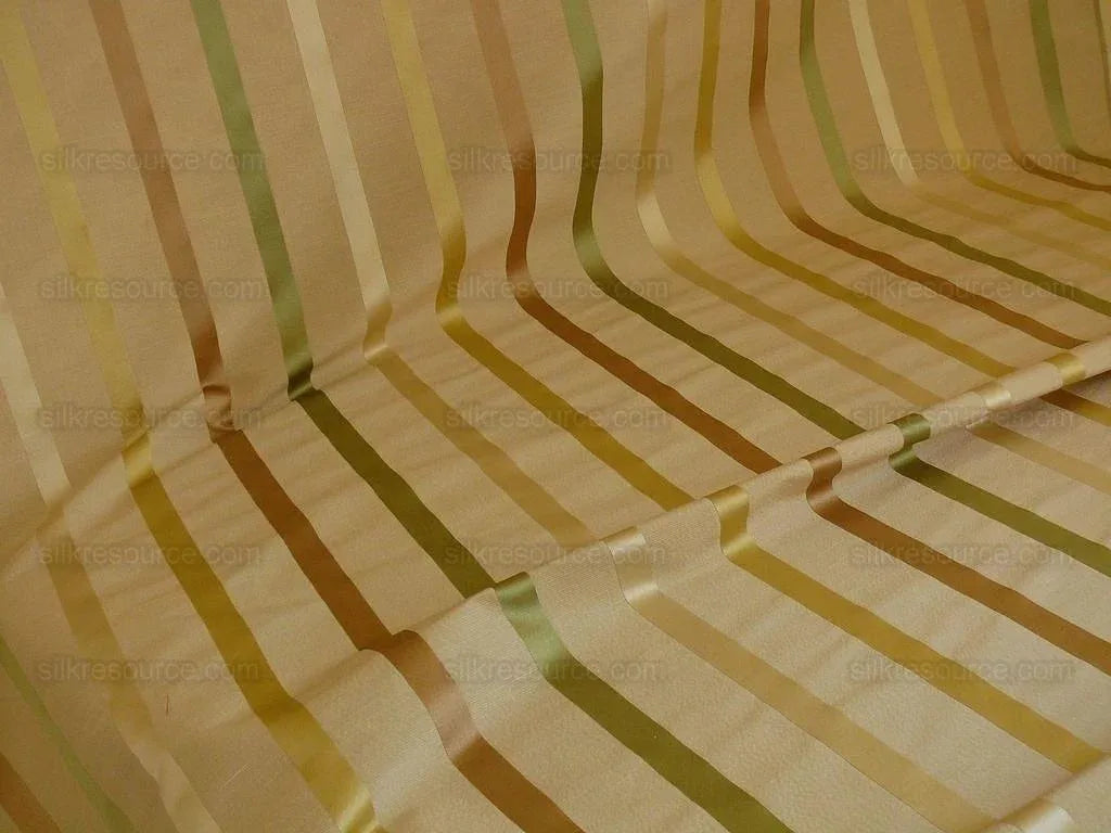 By Yard Kravet Mandalay Stripe Gem Linen &amp; Silk Green Gold Beige MSRP 200+/Y