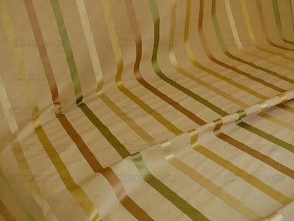 By Yard Kravet Mandalay Stripe Gem Linen &amp; Silk Green Gold Beige MSRP 200+/Y