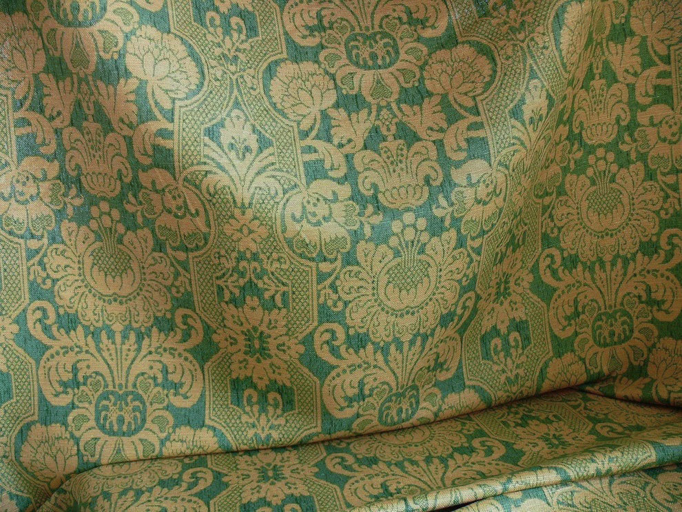 Bty Lee Jofa Croome Damask Linen Print Emerald Green MSRP USD 168/Y