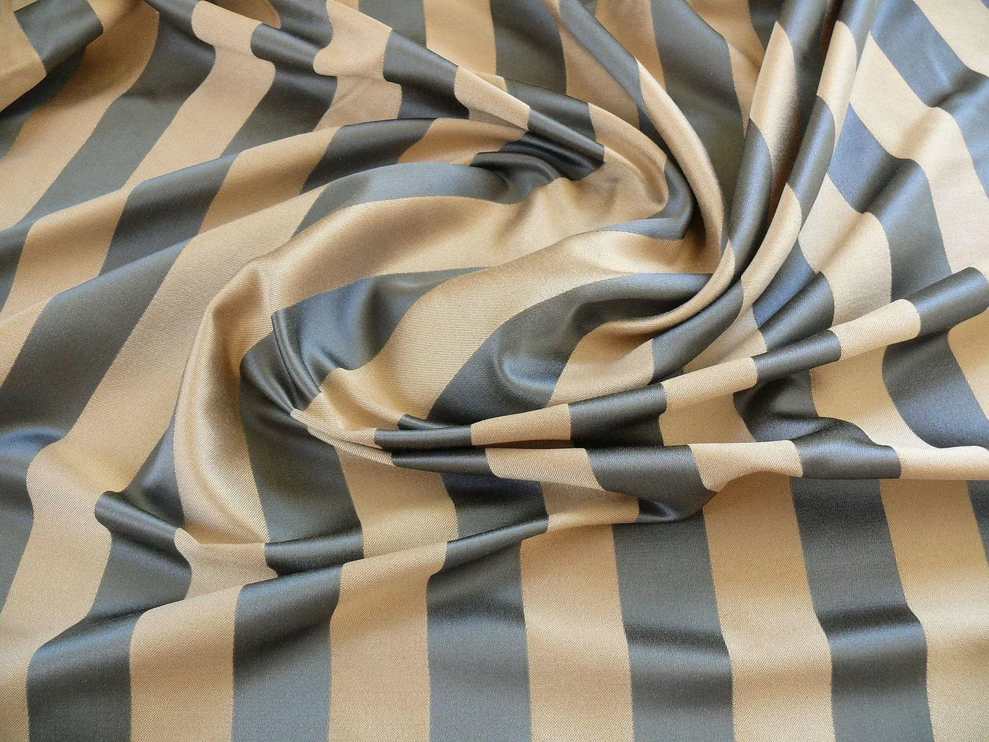 Lee Jofa Tosca Stripe "silver" Charcoal Grey &amp; Sand Satin Rp USD 216y