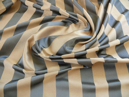 Lee Jofa Tosca Stripe "silver" Charcoal Grey &amp; Sand Satin Rp USD 216y