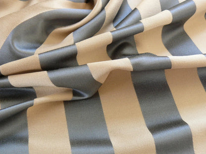 Lee Jofa Tosca Stripe "silver" Charcoal Grey &amp; Sand Satin Rp USD 216y