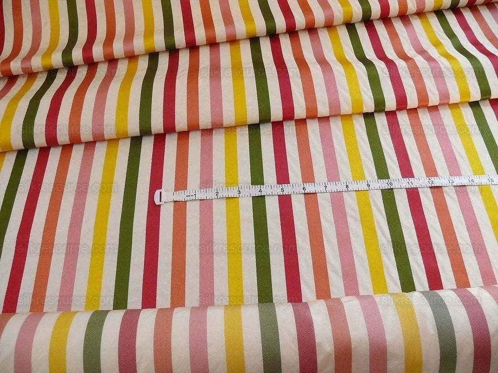 Lee Jofa Glentworth Copper Candy Red Green Yellow Pink Stripe Silk Bty
