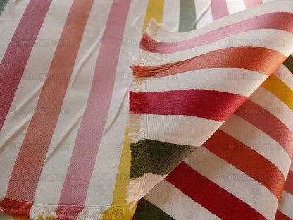 Lee Jofa Glentworth Copper Candy Red Green Yellow Pink Stripe Silk Bty