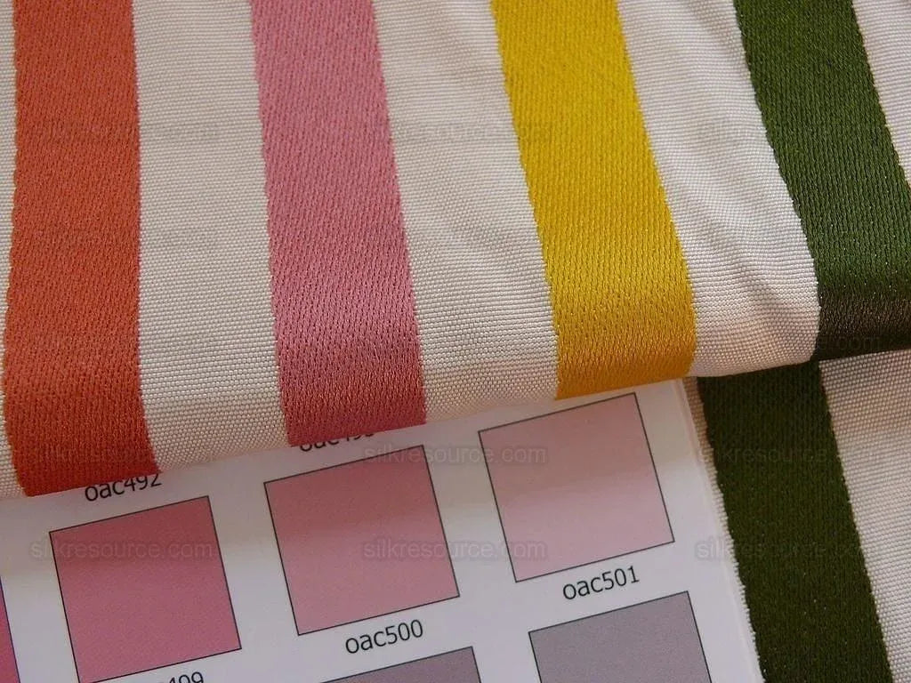 Lee Jofa Glentworth Copper Candy Red Green Yellow Pink Stripe Silk Bty