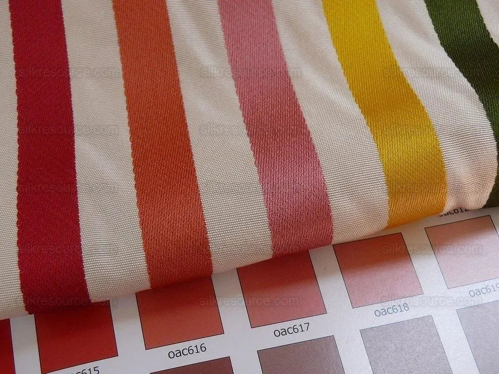 Lee Jofa Glentworth Copper Candy Red Green Yellow Pink Stripe Silk Bty