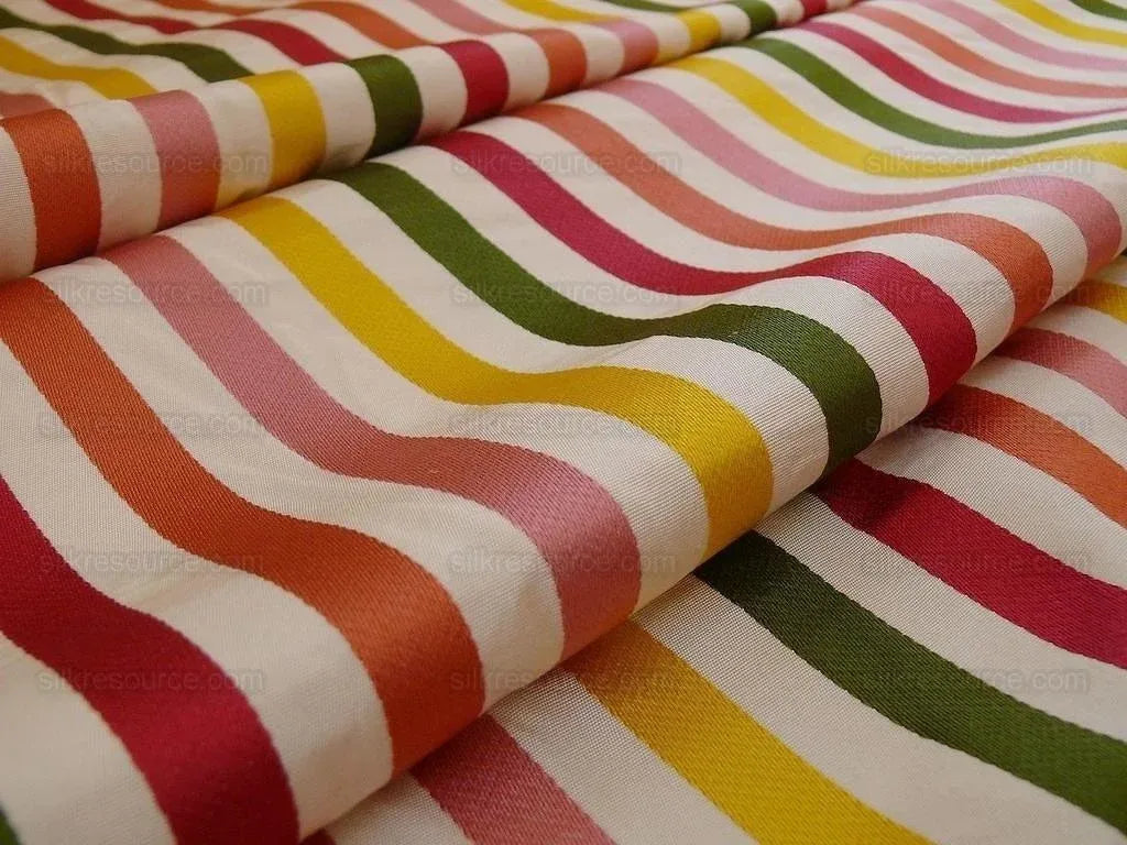 Lee Jofa Glentworth Copper Candy Red Green Yellow Pink Stripe Silk Bty