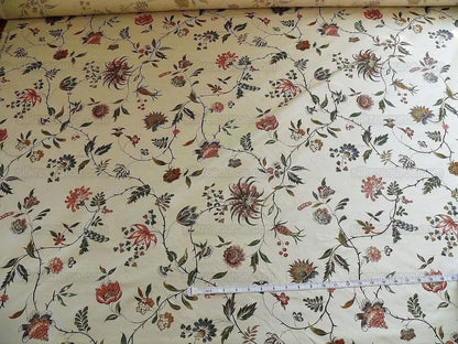 Calimere Silk Print Historical British Silk Print ivory Jasmine Pink Green Ivory Off White