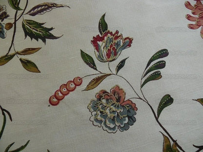 Calimere Silk Print Historical British Silk Print ivory Jasmine Pink Green Ivory Off White