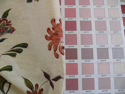 Calimere Silk Print Historical British Silk Print ivory Jasmine Pink Green Ivory Off White