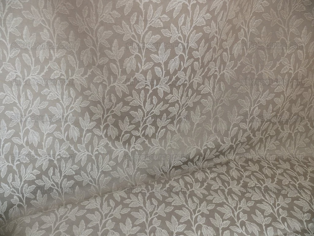 By yard Lee Jofa Gracefield Damask "LINEN" Taupe Grey Foliage Vine Cotton Art Nouveau from France MSRP 156/Y