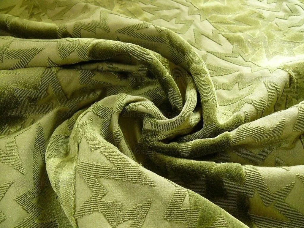 3 Yd Lee Jofa Calypso Velvet Olive Green Jazzy Cut Velvet Rp296y