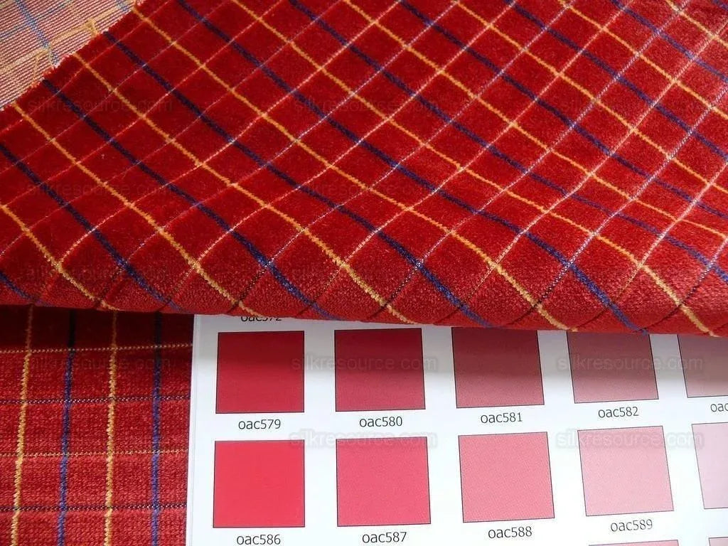 By Yd Lee Jofa Figaro Velvet Check Crimson Red Check Fr Italy
