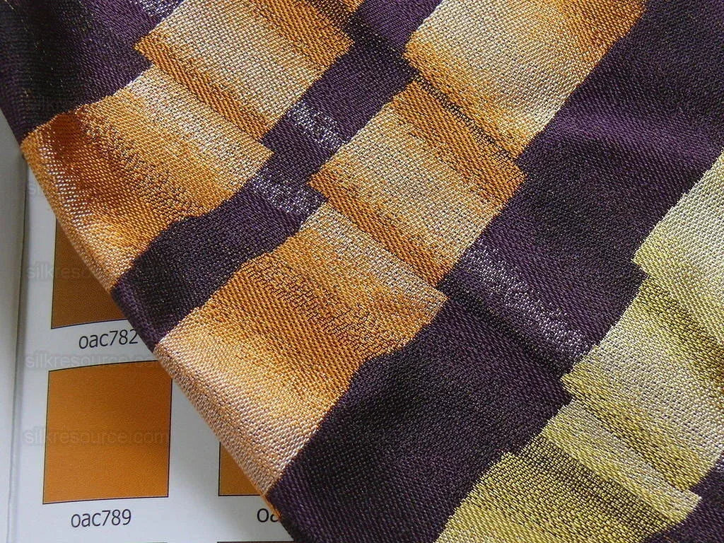Lee Jofa Le Cirque Weave "grape" Purple Orange Tromp D'oeil Silk Jacquard Fake Ribbon MSRP USD 290/Yard