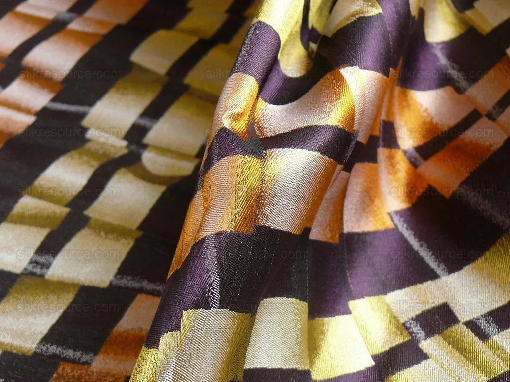 Lee Jofa Le Cirque Weave "grape" Purple Orange Tromp D'oeil Silk Jacquard Fake Ribbon MSRP USD 290/Yard