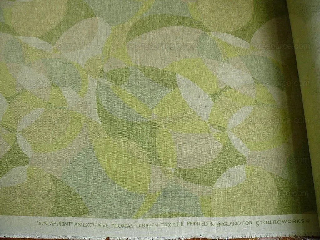 Lee Jofa Dunlap Linen Print Bubbles! "moss" Spring Green Celery Apple Green Modern Art MSRP USD 176/yard