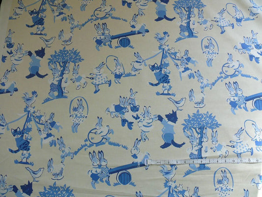 By Yd Lee Jofa Spring Fever Nursery Print Bunny Dog Cat "blues" MSRP USD 136+/Y