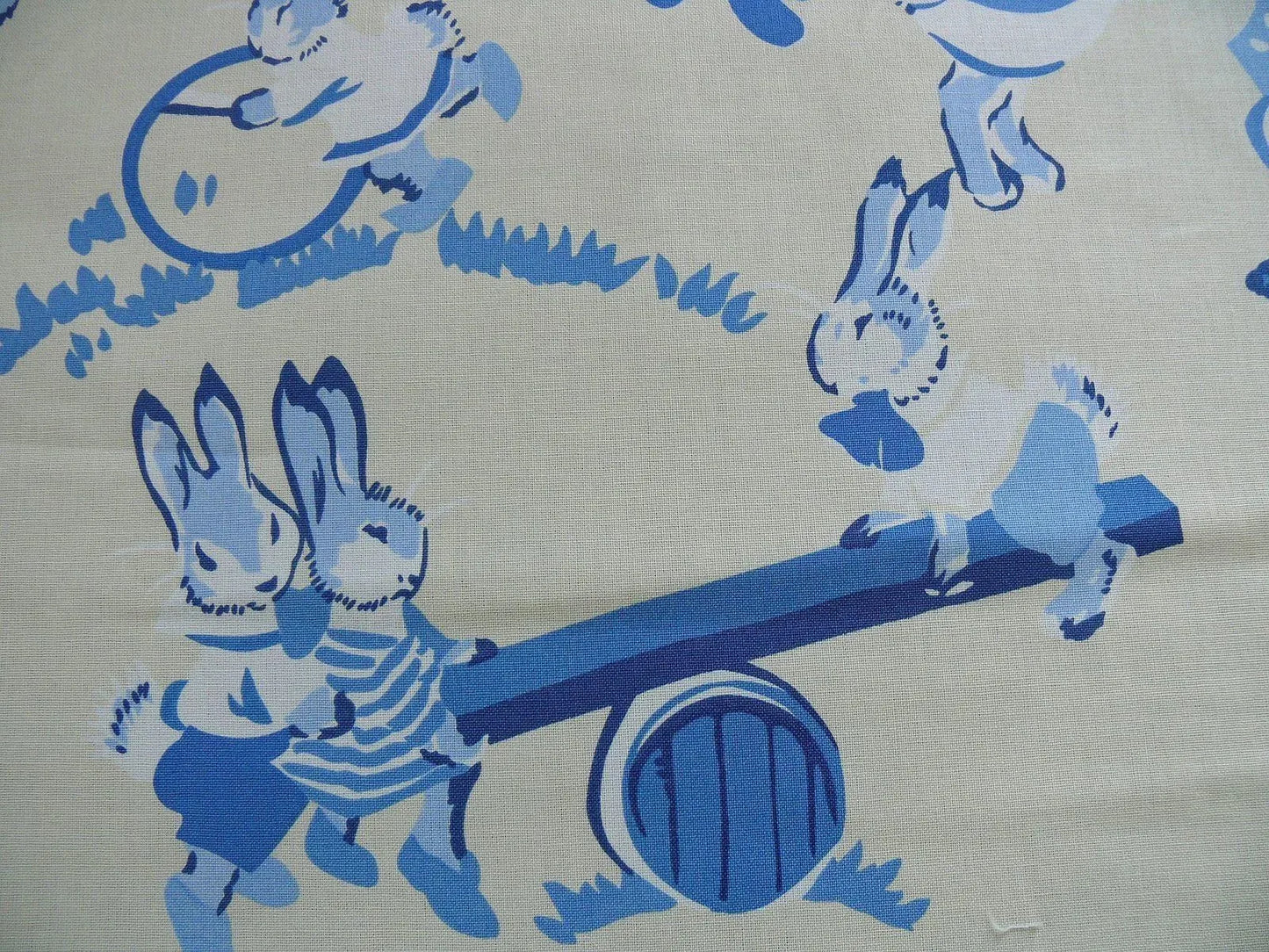 By Yd Lee Jofa Spring Fever Nursery Print Bunny Dog Cat "blues" MSRP USD 136+/Y