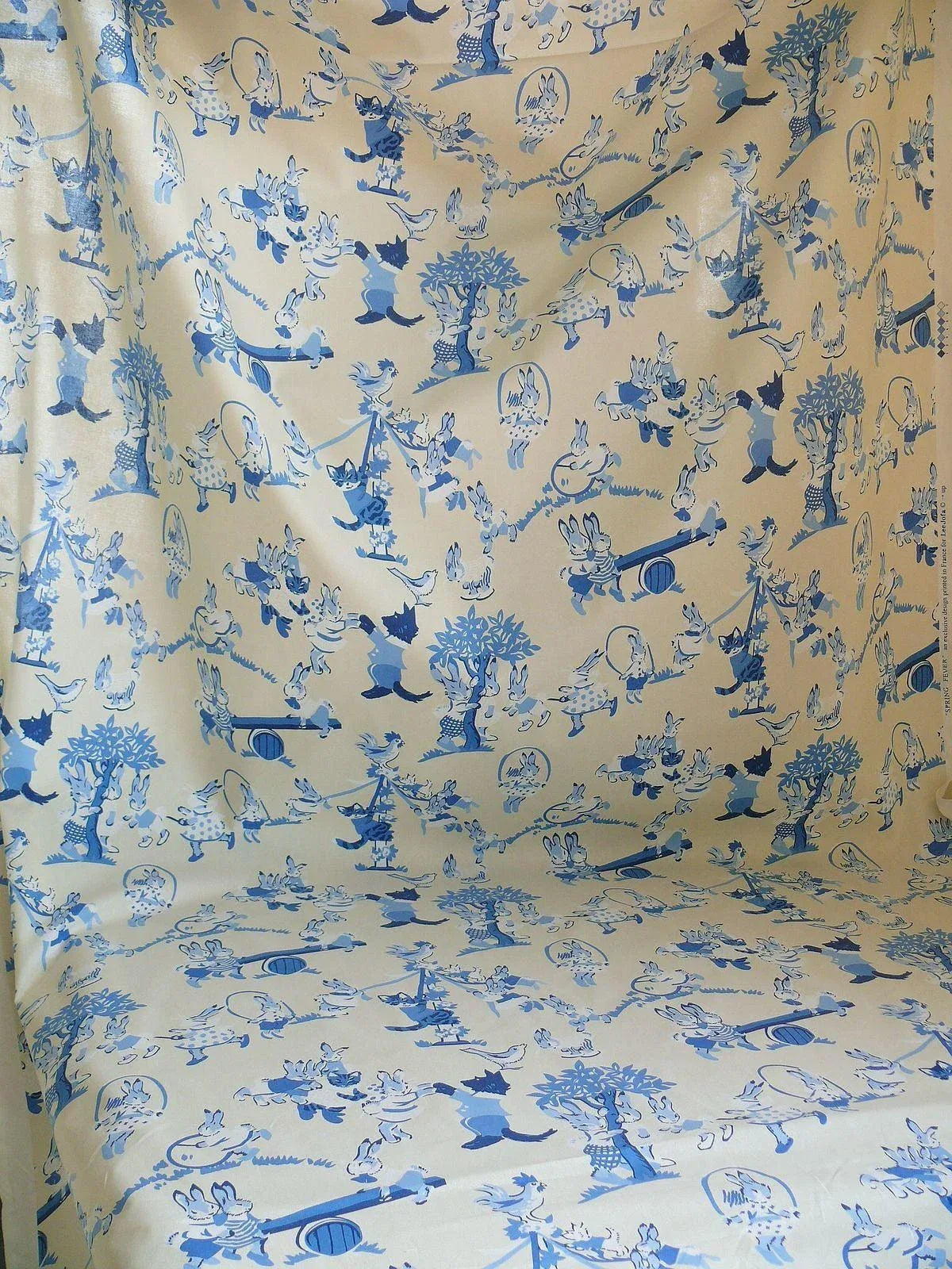 By Yd Lee Jofa Spring Fever Nursery Print Bunny Dog Cat "blues" MSRP USD 136+/Y
