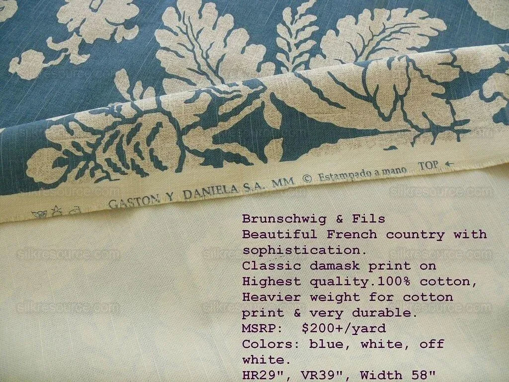 6y Brunschwig & Fils Gaston Y Daniella Tebas Lapis Blue Damask Floral