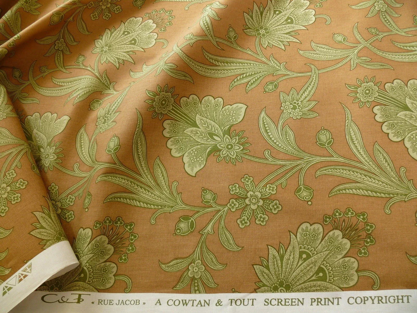 11.75y Cowtan &amp; Tout Rue Jacob Jacobean Flower Print Terri Cotta