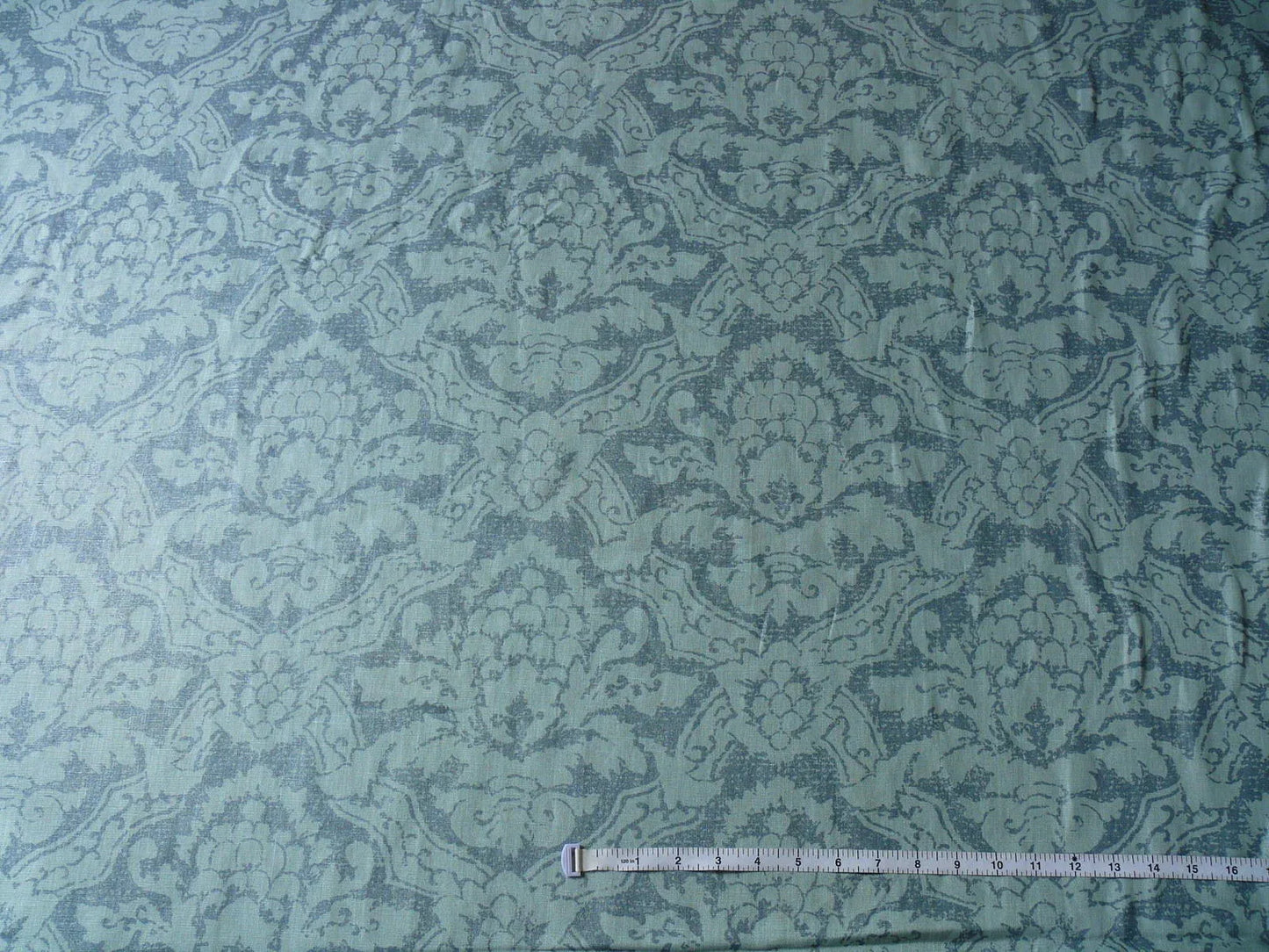 By Yd Kravet Laura Ashley 100% linen Print Spencer Damask Cool Water Blue Gilded  #874