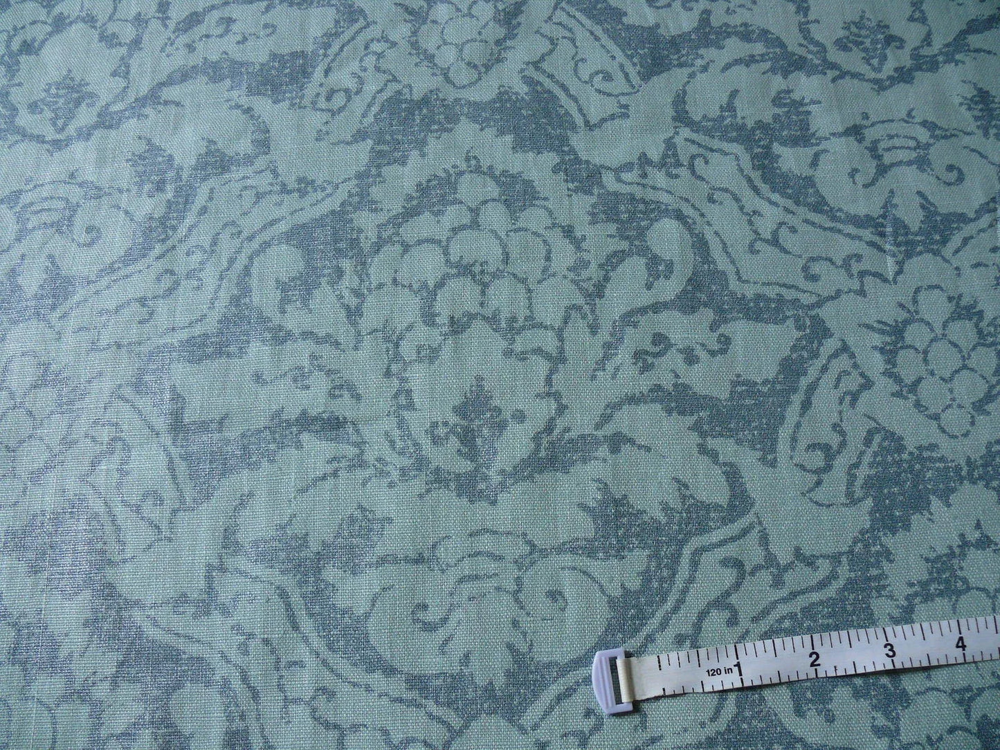 By Yd Kravet Laura Ashley 100% linen Print Spencer Damask Cool Water Blue Gilded  #874