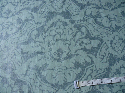 By Yd Kravet Laura Ashley 100% linen Print Spencer Damask Cool Water Blue Gilded  #874
