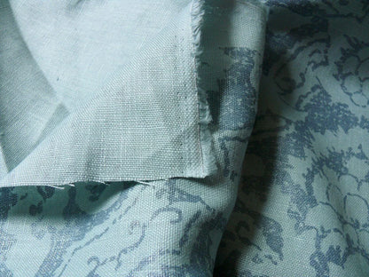 By Yd Kravet Laura Ashley 100% linen Print Spencer Damask Cool Water Blue Gilded  #874