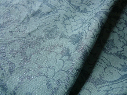 By Yd Kravet Laura Ashley 100% linen Print Spencer Damask Cool Water Blue Gilded  #874