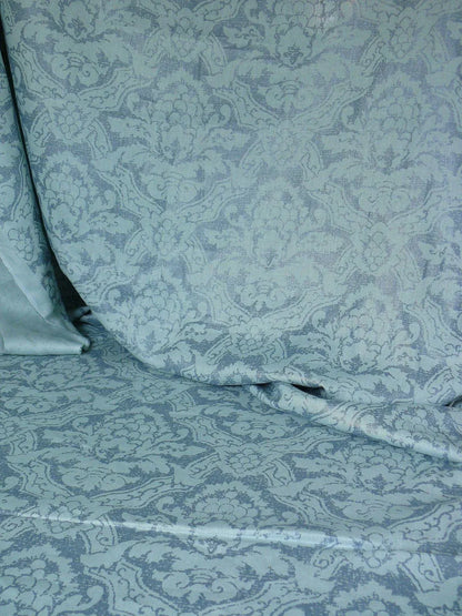 By Yd Kravet Laura Ashley 100% linen Print Spencer Damask Cool Water Blue Gilded  #874