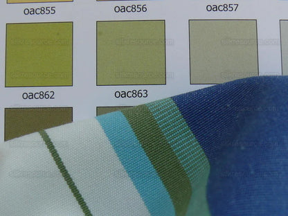 By Yd Designer Blue White Lime Green Woven Stripe Wide Nautical Ticking mid-Century