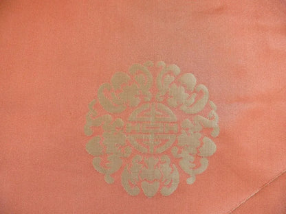 SCALAMANDRE CHINESE DISK CORAL RED MINT GREEN SILK DAMASK TRIANG