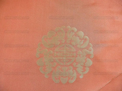 Scalamandre Chinese Disk Coral Red Mint Green Silk Damask Triang