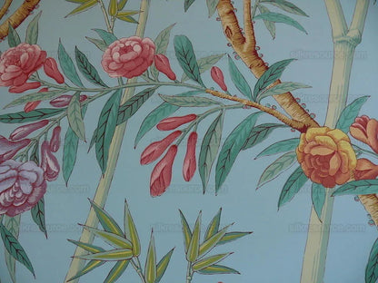 Brunschwig & Fils Bamboo Grove Tea Paper Chinoserie Bird Double Roll MSRP USD 676/roll