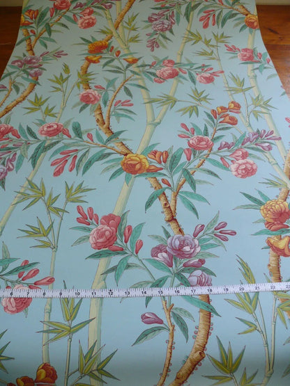 BRUNSCHWIG & FILS BAMBOO GROVE TEA PAPER CHINOSERIE BIRD DOUBLE