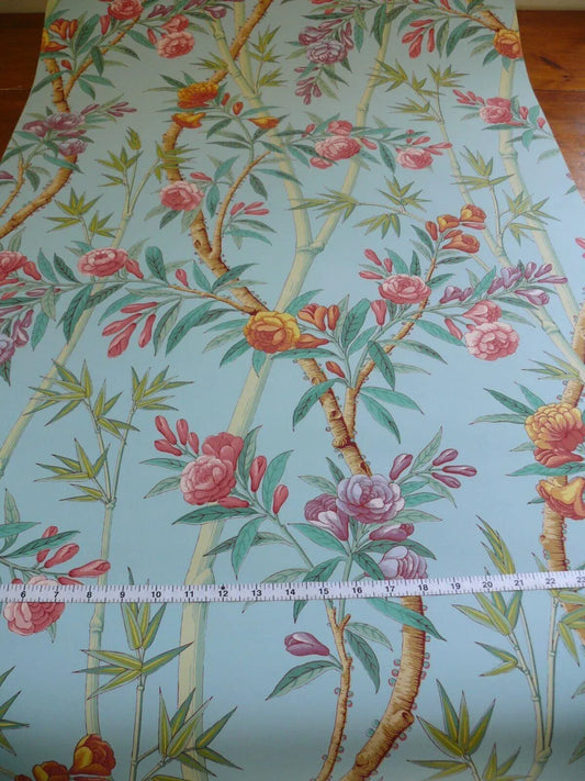 BRUNSCHWIG & FILS BAMBOO GROVE TEA PAPER CHINOSERIE BIRD DOUBLE