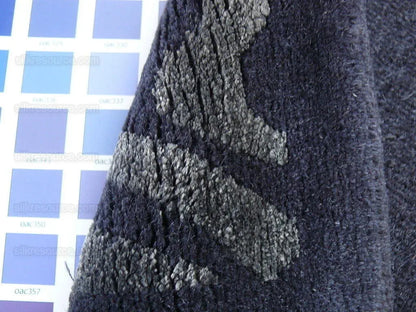 Endless Knot Silk &amp; Wool Tibetan Athana Rug Azure Chartruse 5'x3