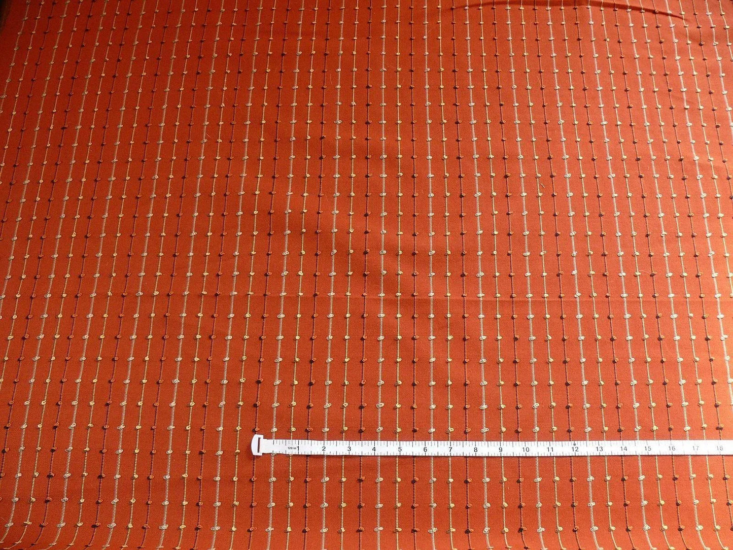 ETHNIC ADOBE! BURNT ORANGE BLACK GREY THREAD KNOT STRIPE  #764