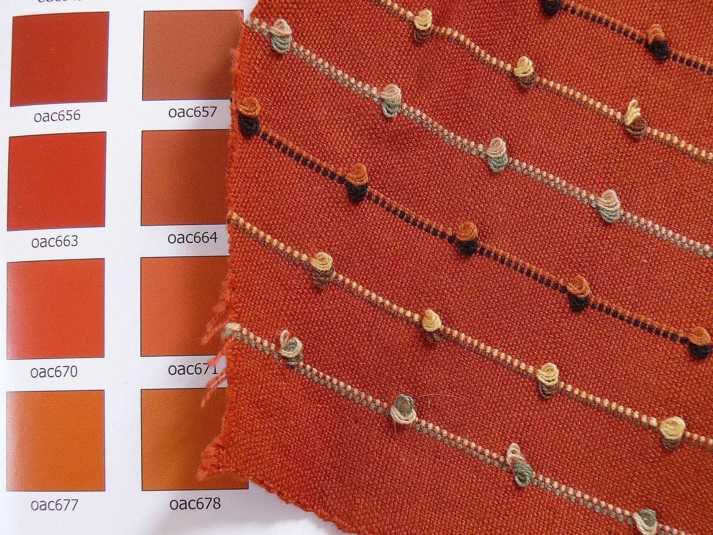 Ethnic Adobe! Burnt Orange Black Grey Thread Knot Stripe  #764