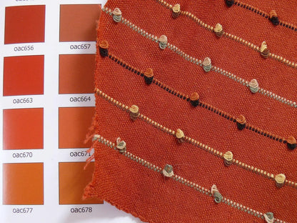 Ethnic Adobe! Burnt Orange Black Grey Thread Knot Stripe  #764