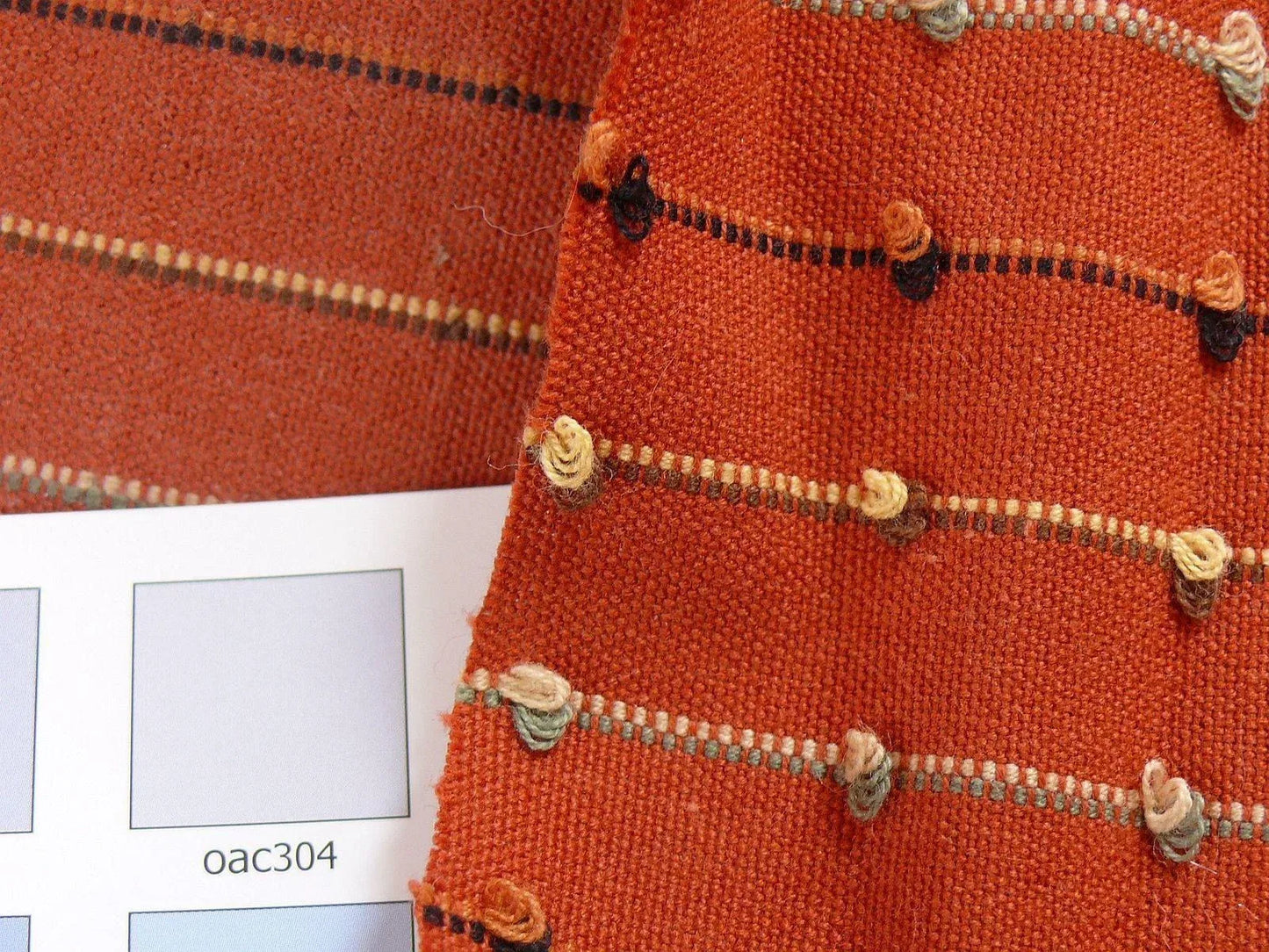 Ethnic Adobe! Burnt Orange Black Grey Thread Knot Stripe  #764