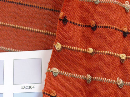 Ethnic Adobe! Burnt Orange Black Grey Thread Knot Stripe  #764